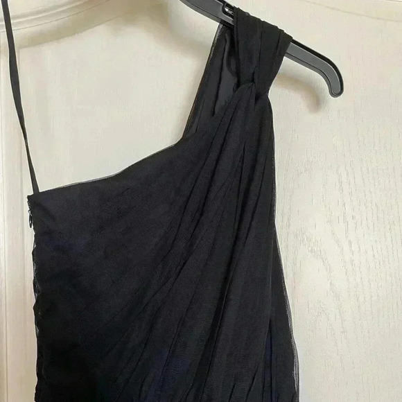 Armani Exchange  black one shoulder ruched dress sz 0 Pet - Picture 5 of 7